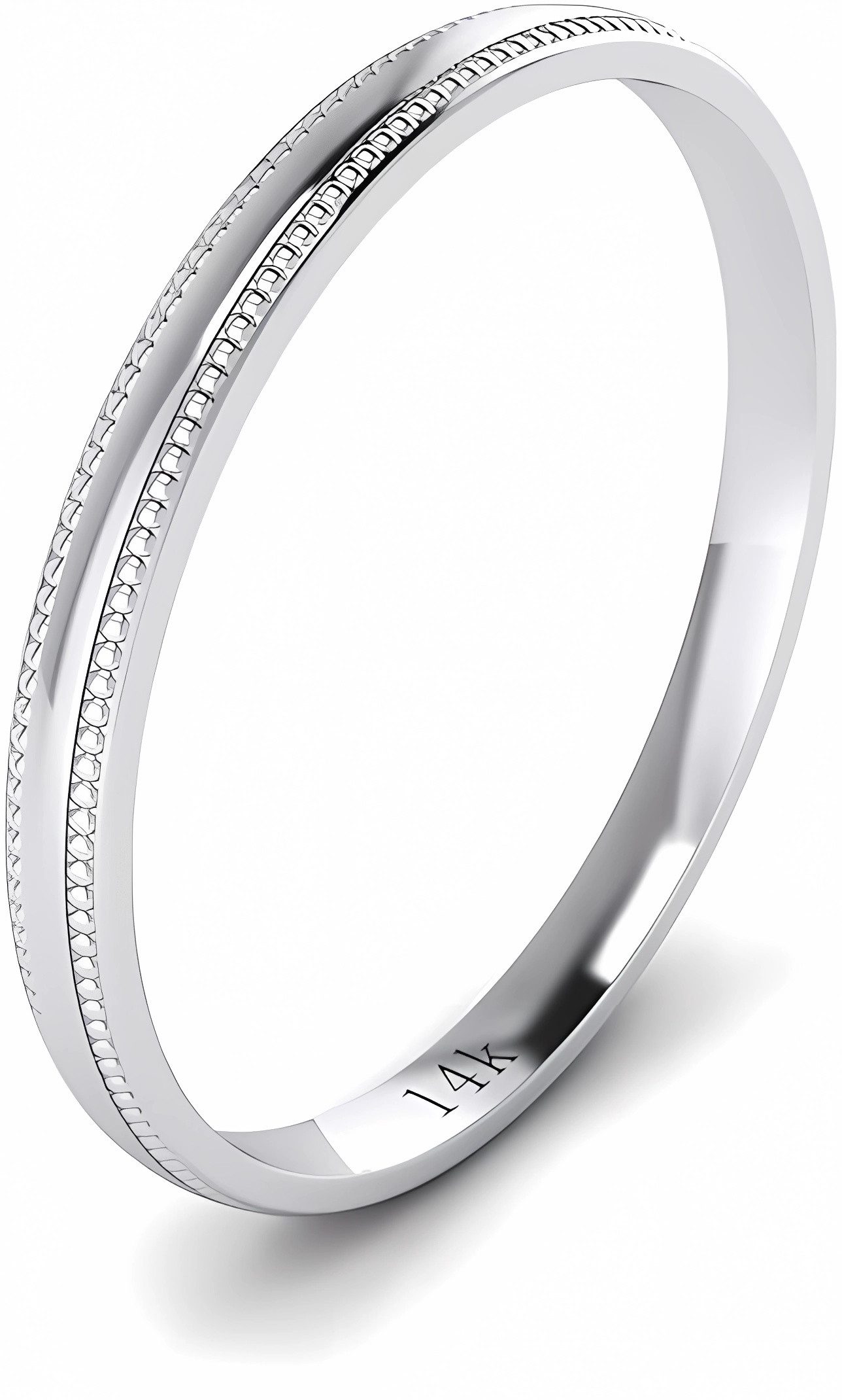 Jumpeak Verlobungsring 14k Weißgold 2mm Vintage runden inneren Kreis poliert Hochzeit Band, Alltägliche Accessoires für Männer und Frauen