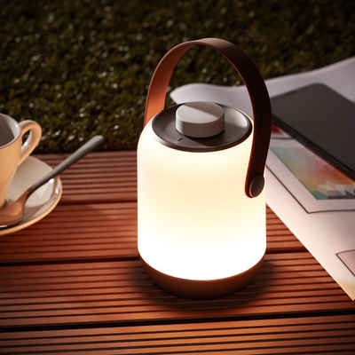 Lightbox LED Außen-Tischleuchte, Dimmfunktion, LED fest integriert, warmweiß, LED Tischlampe, Spritzwassergeschützt, mit Drehdimmer, USB Anschluss