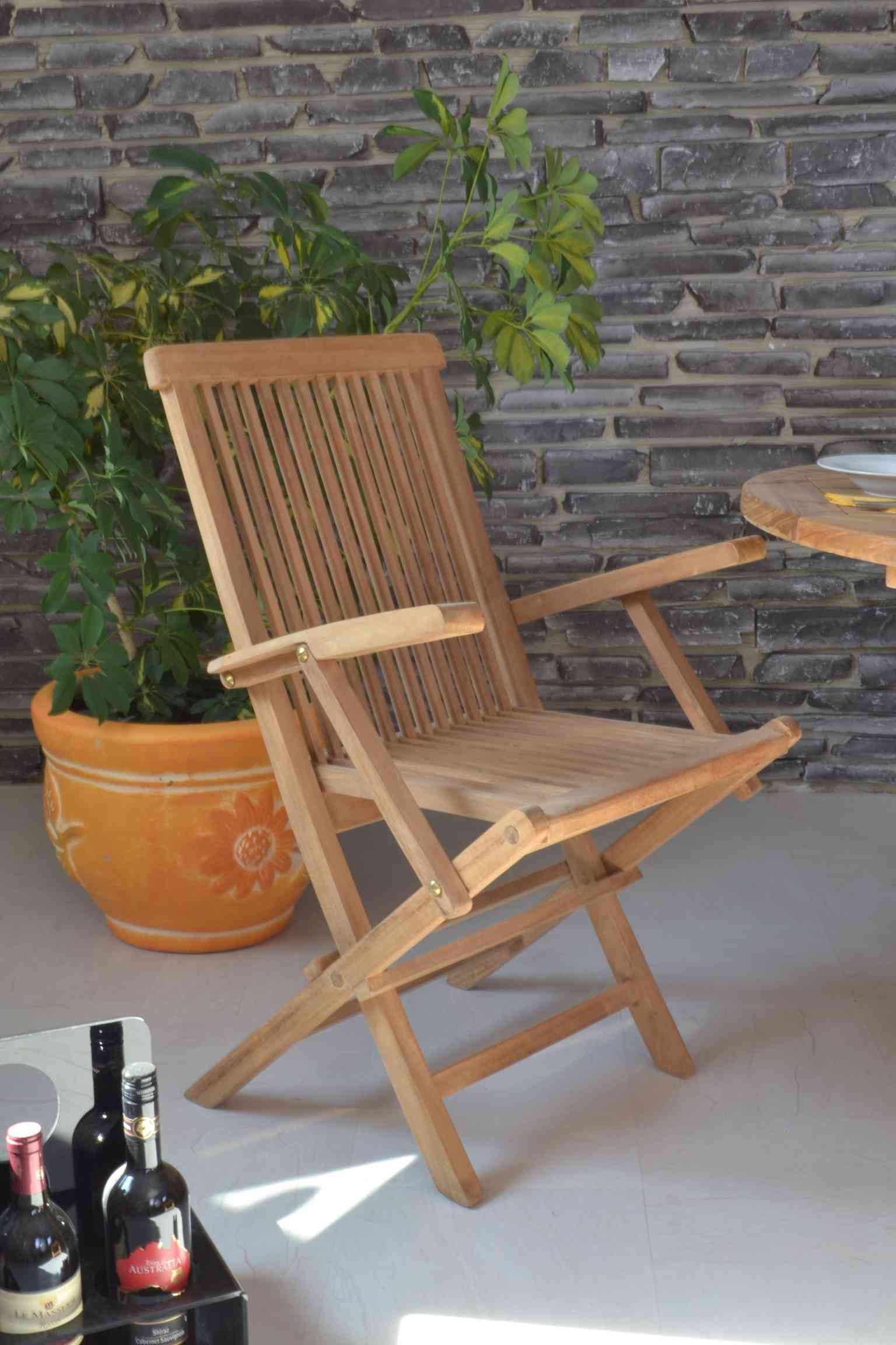 MiaMöbel Gartensessel, aus massivem Teakholz Honig