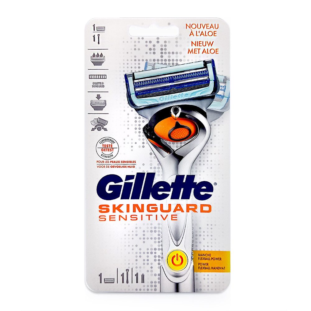 Gillette Nassrasierer SkinGuard Sensitive Power mit FlexBall-Griff, Packung, mit Power-Funktion