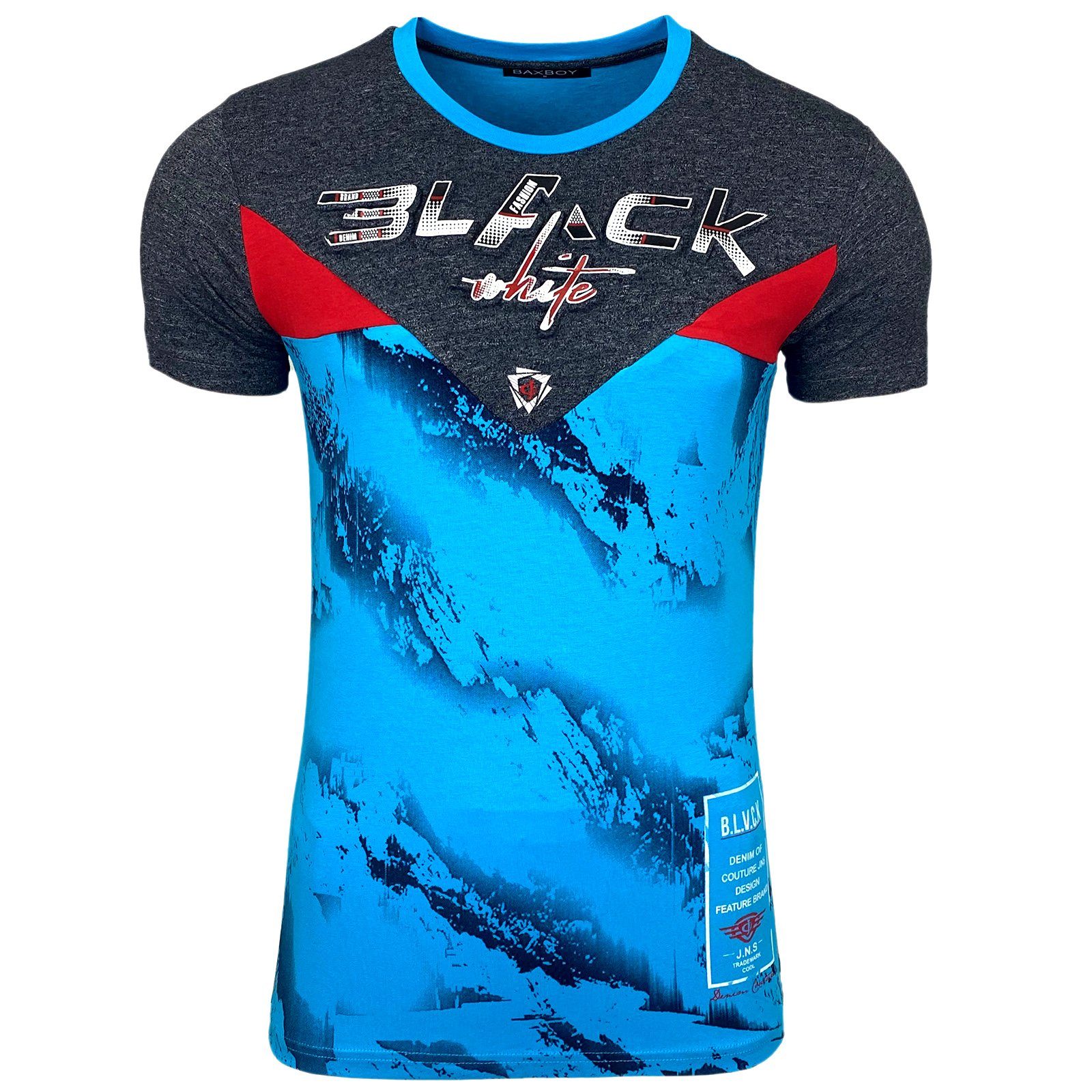 Baxboy T-Shirt Baxboy T-Shirt »Black White« Kurzarmshirt mit All-Over Print günstig online kaufen