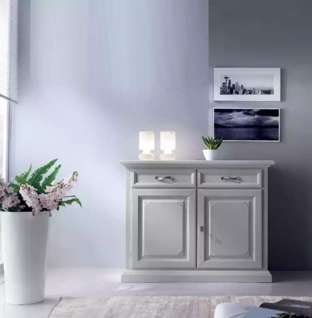 JVmoebel Sideboard Weißes Holzsideboard im Art Deco-Stil mit zwei Türen und Schubladen (1 St., Sideboard), Made in Europa