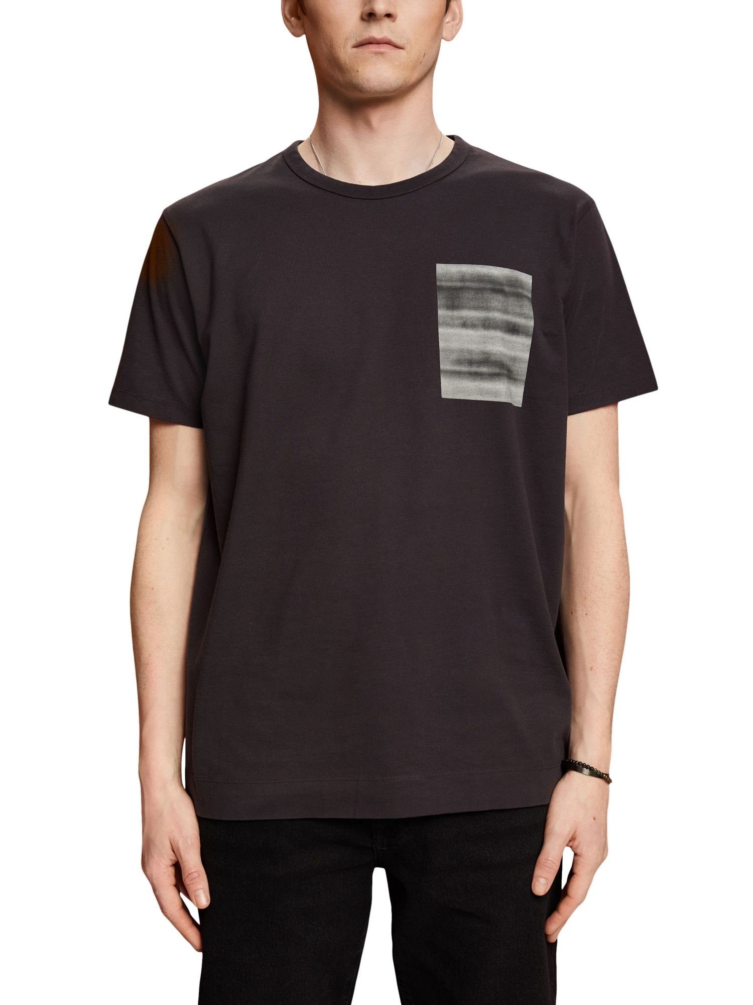 Rundhals-T-Shirt, (1-tlg) Baumwolle ANTHRACITE % T-Shirt Esprit Collection 100
