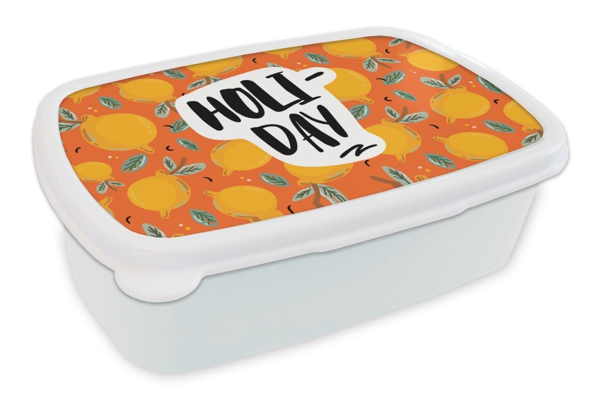 Spitze MuchoWow Lunchbox Zitrone - Sommer Brotdose, Orange, und Brotbox Mädchen und weiß Erwachsene, Kinder für für (2-tlg), Kunststoff, - Jungs