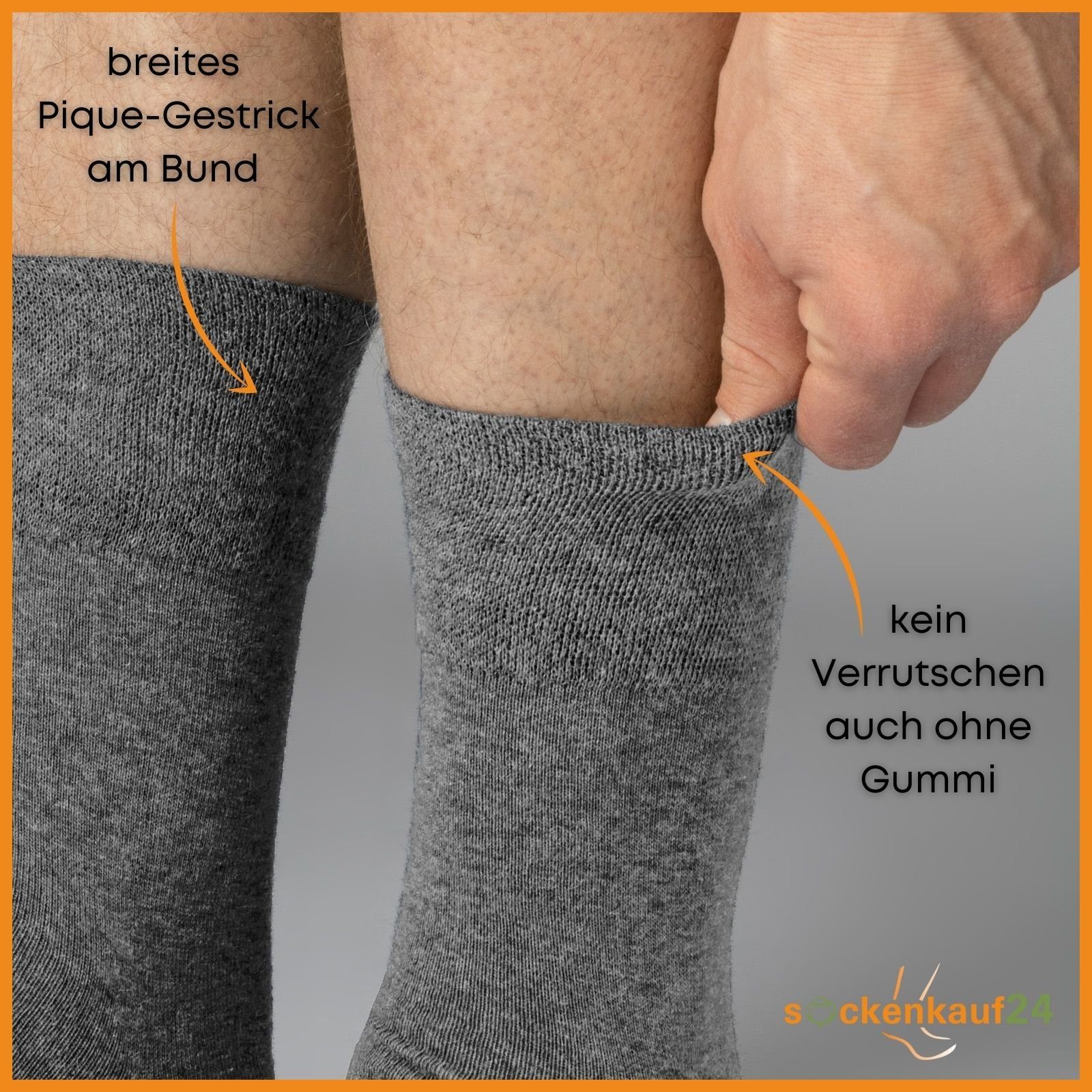 sockenkauf24 Gesundheitssocken 6 Paar Herren & Damen Socken ohne Gummibund und ohne Naht Diabetiker geeignet WP