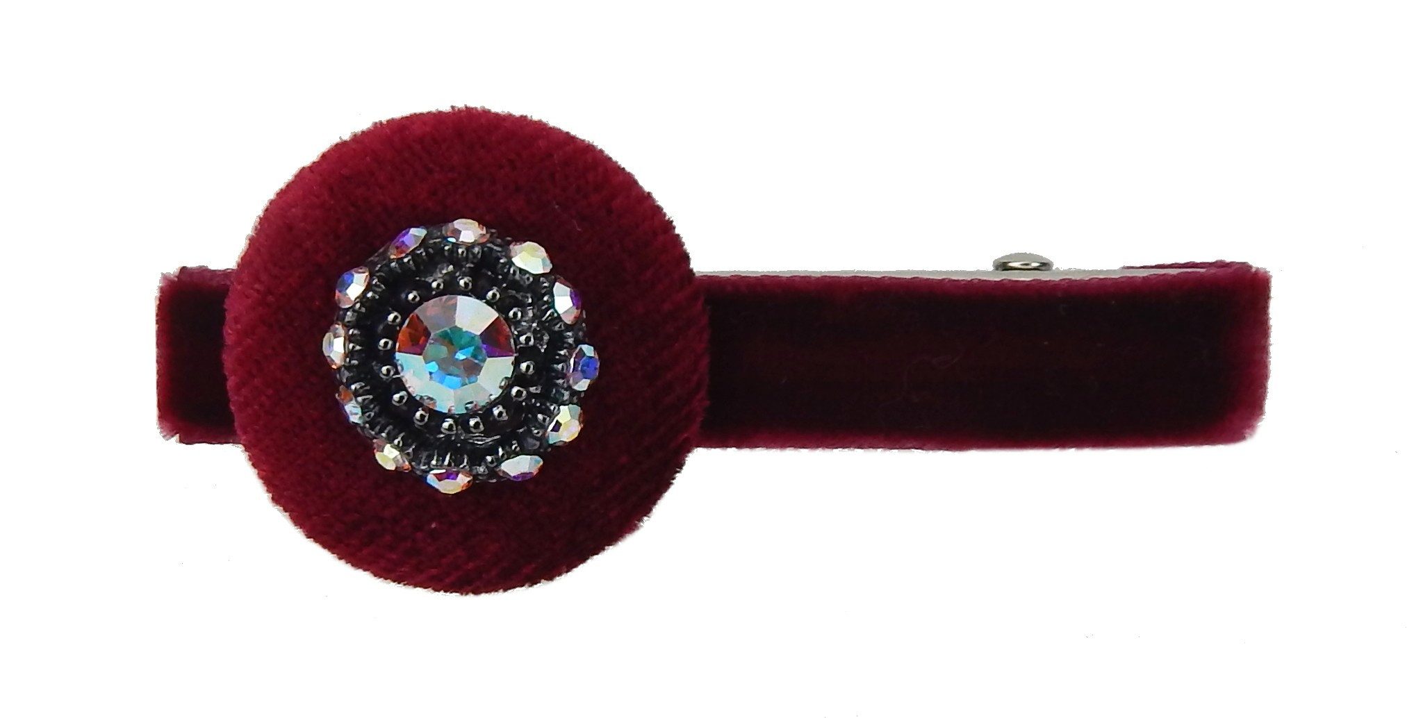 Ella Jonte Haarclip, Burgund – elegante Haarspange Samt mit Schmuckstein & Strass