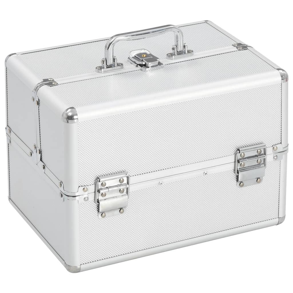 vidaXL Kosmetikkoffer, Schminkkoffer 22x30x21 cm Silbern Aluminium