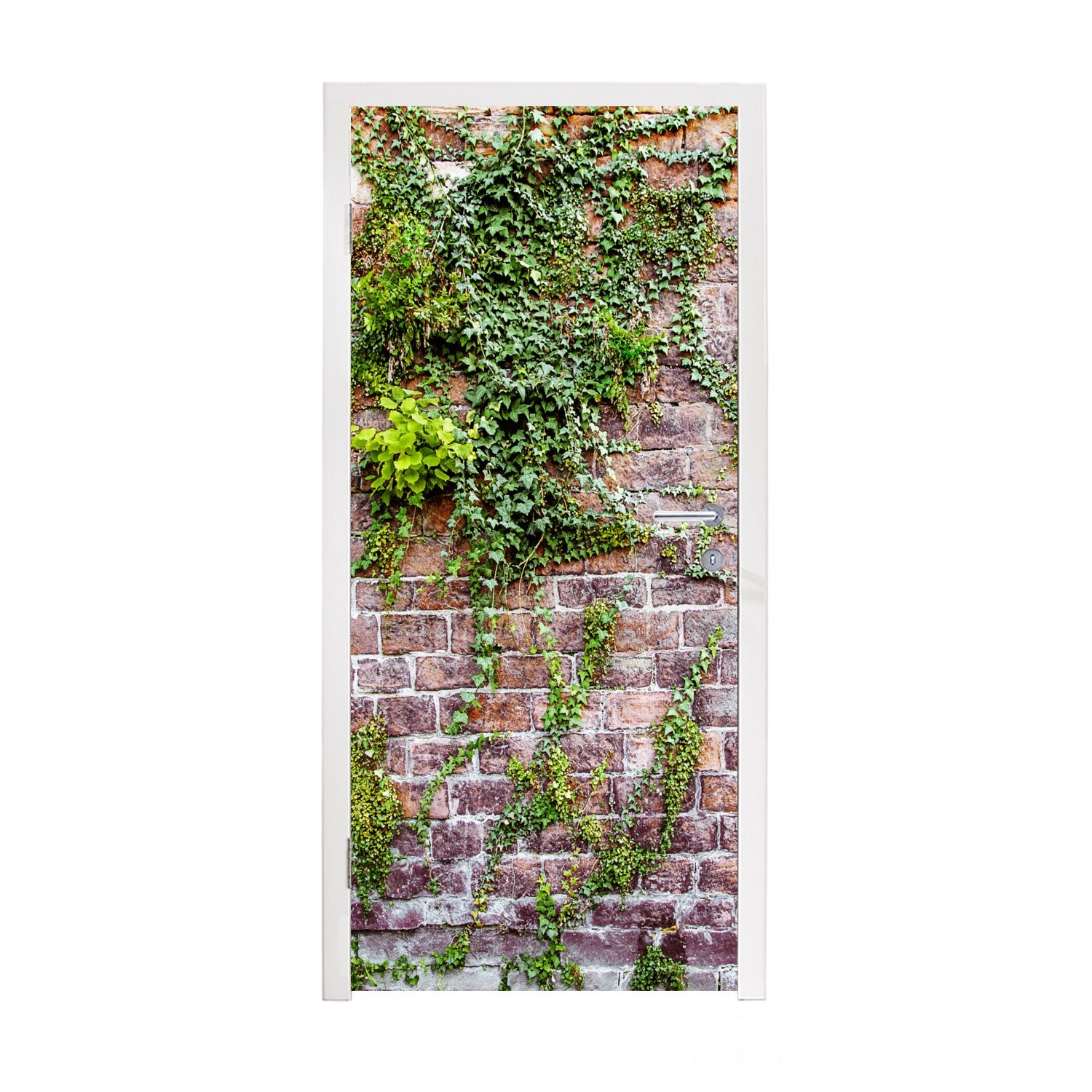 MuchoWow Türtapete Kletterpflanzen an einer alten Backsteinmauer, Matt, bedruckt, (1 St), Fototapete für Tür, Türaufkleber, 75x205 cm