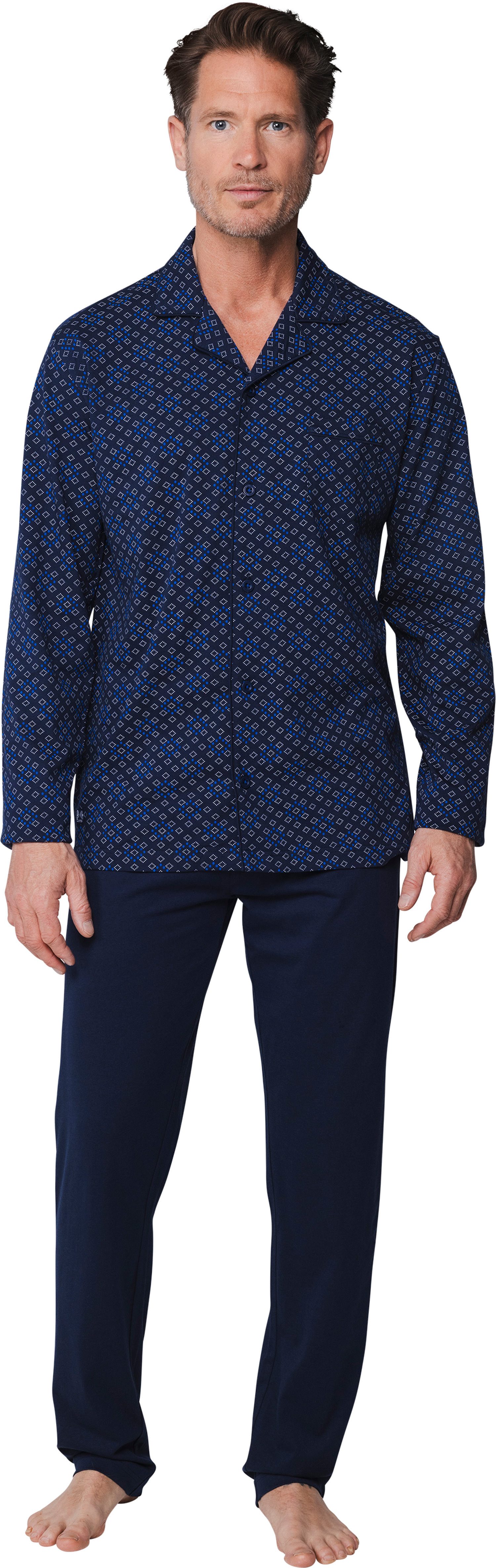 Schlafanzug Herren Pyjama geknöpft
