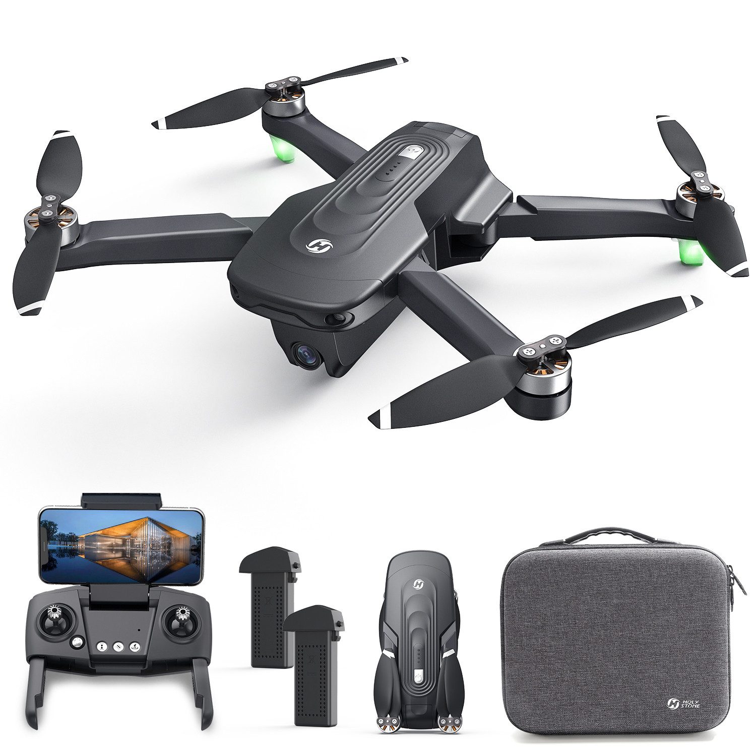 HOLY STONE mit Kamera 4K, 46 Min Flugzeit, Follow-Me, Bürstenloser Motor Drohne (Ideal für Familie, Reisen & Partys)