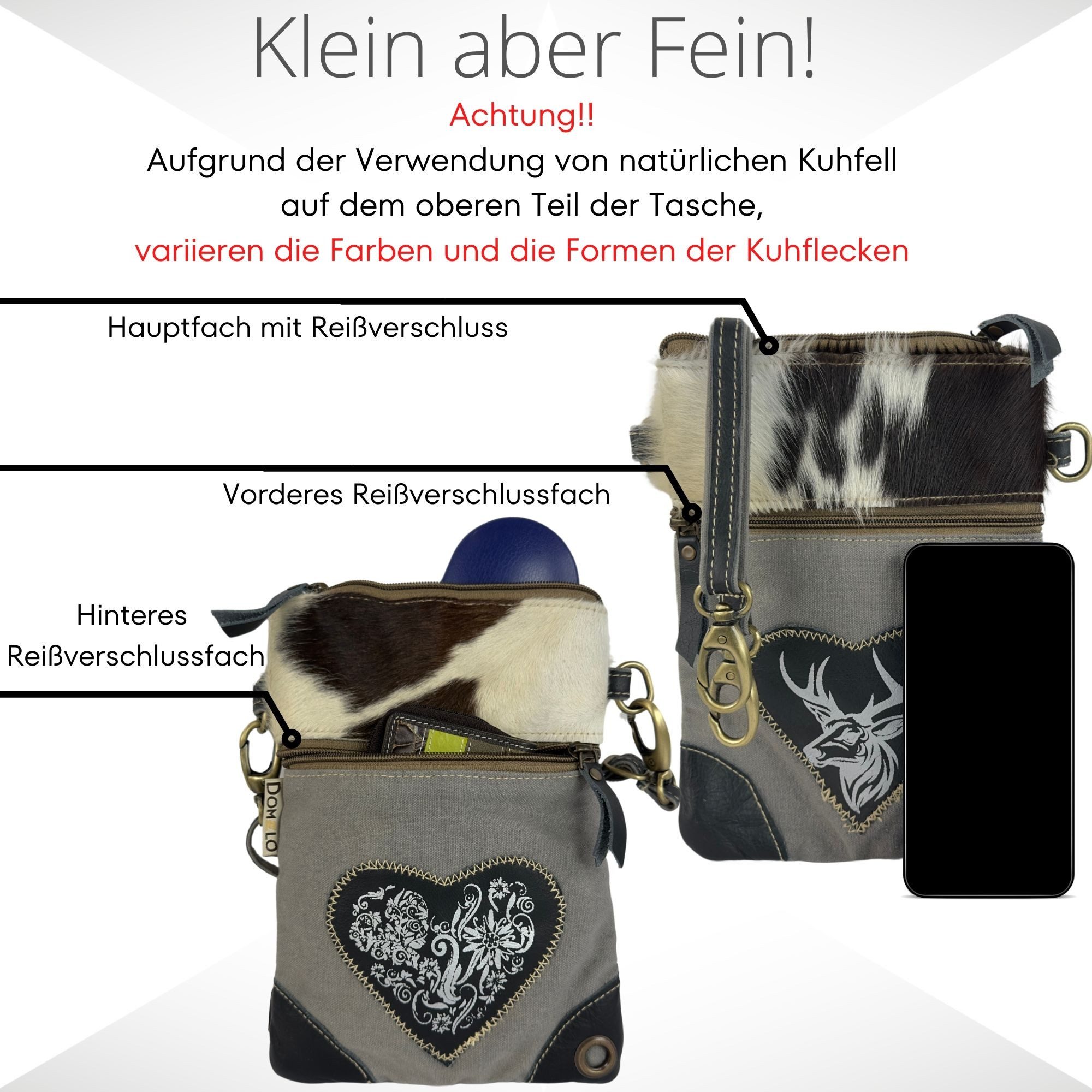Domelo Trachtentasche kleine Oktoberfest Tasche, schwarze Dirndltasche, Unikate Trachtentasche