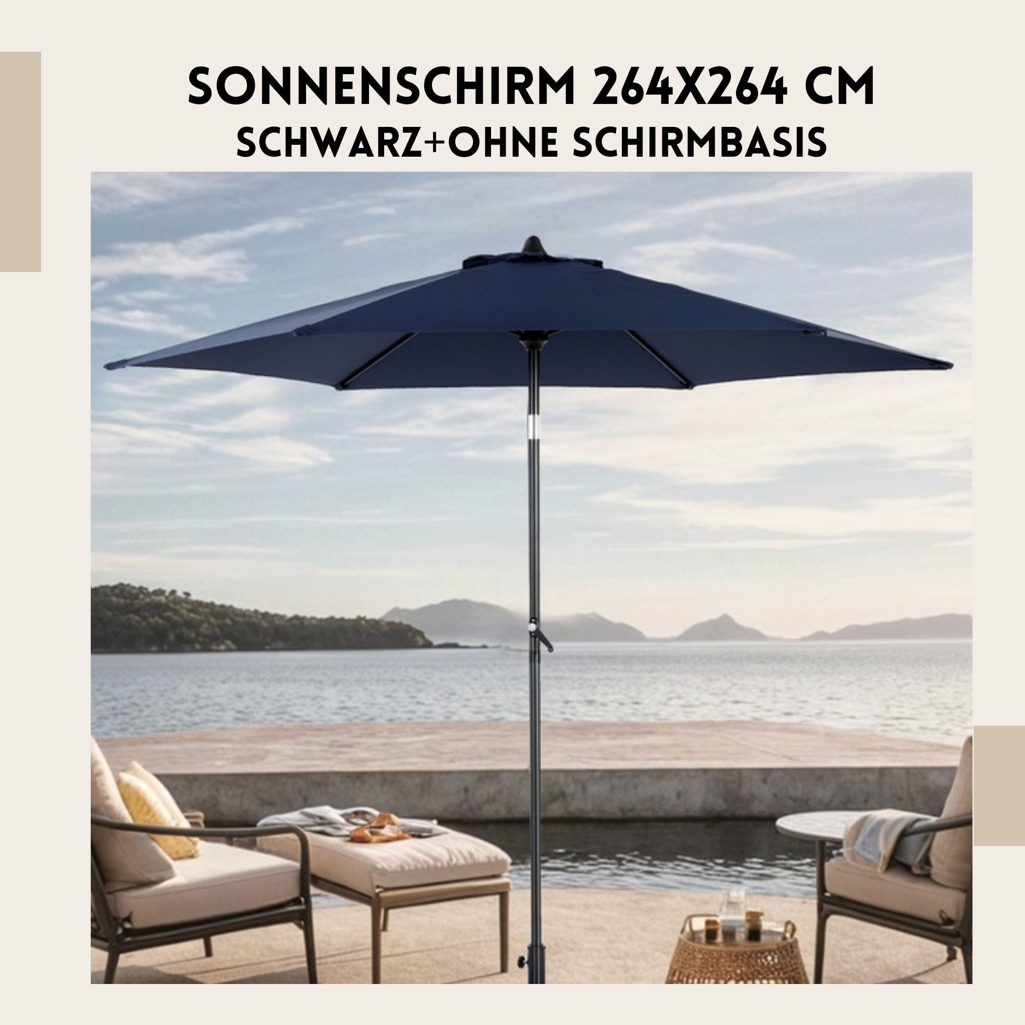 SeedWave Sonnenschirm mit wasserdichtem Polyester, 360°Drehung, günstig online kaufen