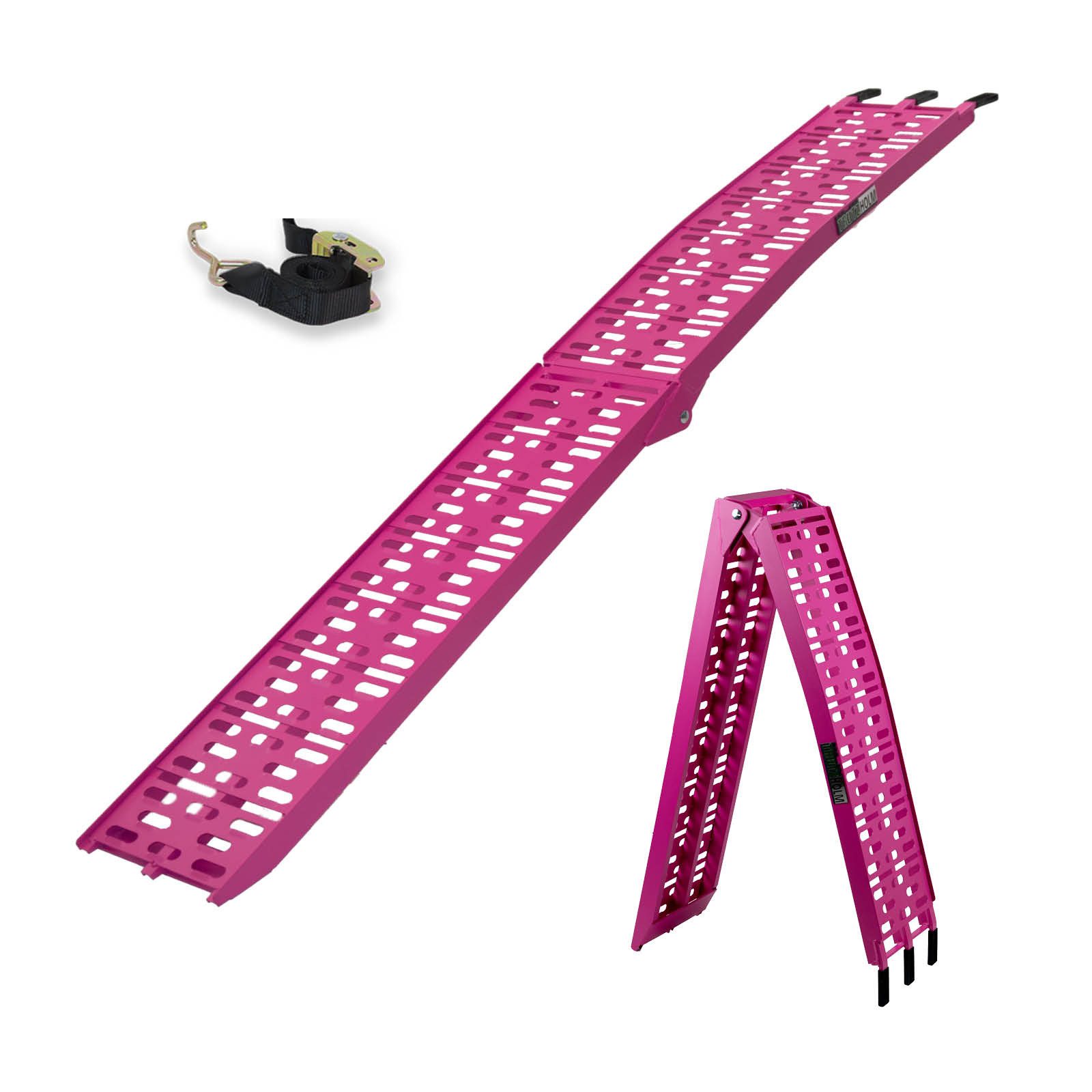TRUTZHOLM Auffahrrampe klappbar 228 cm Traglast 340 kg Alu pink gelocht Rampe Motorradrampe (1-St., Alu Auffahrrampe 340/680 kg Pink), sehr stabile Ausführung, trotzdem sehr leicht - massives Aluminium