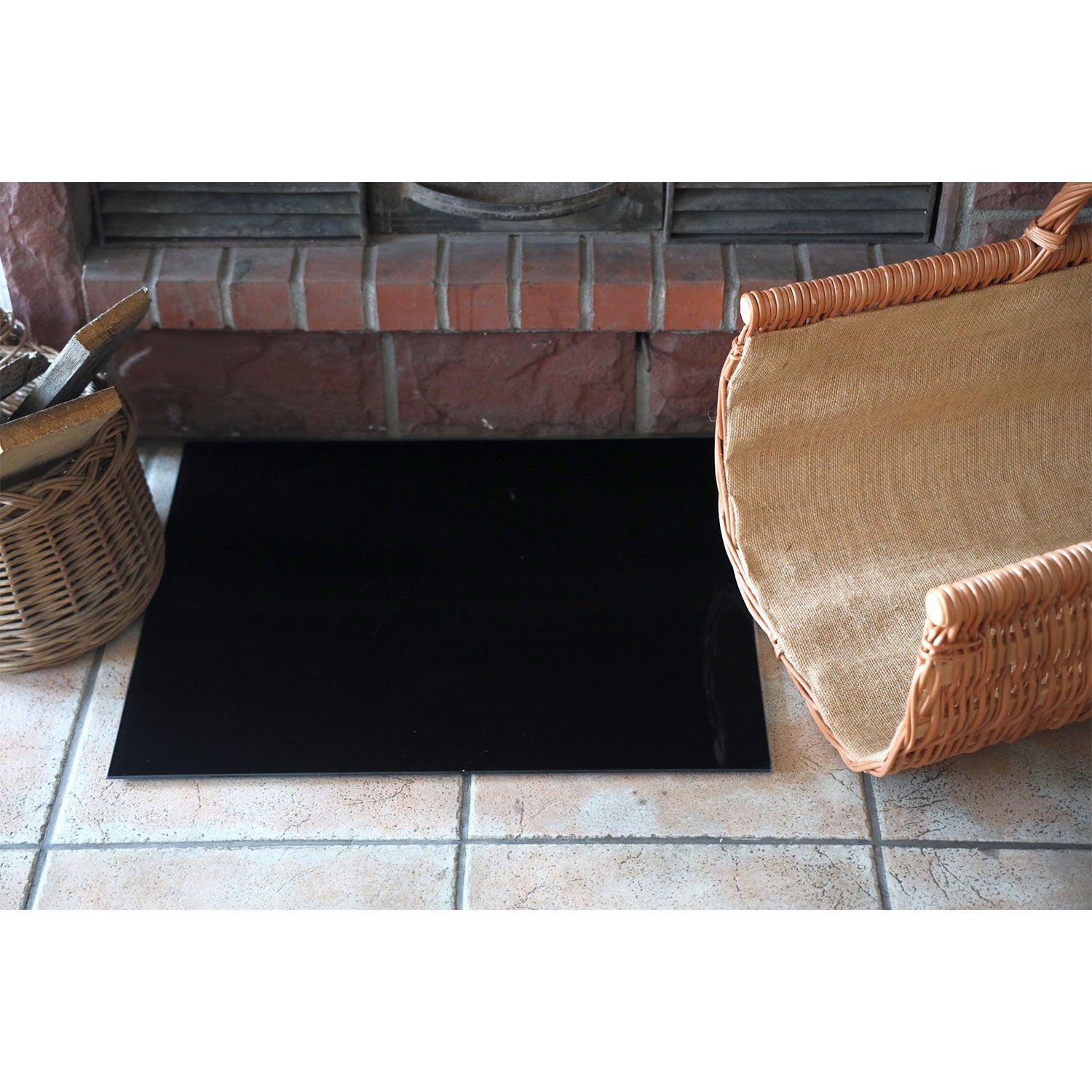 Decorwelt Bodenschutzplatte Funkenschutzplatte Glas Kaminofen Schwarz günstig online kaufen