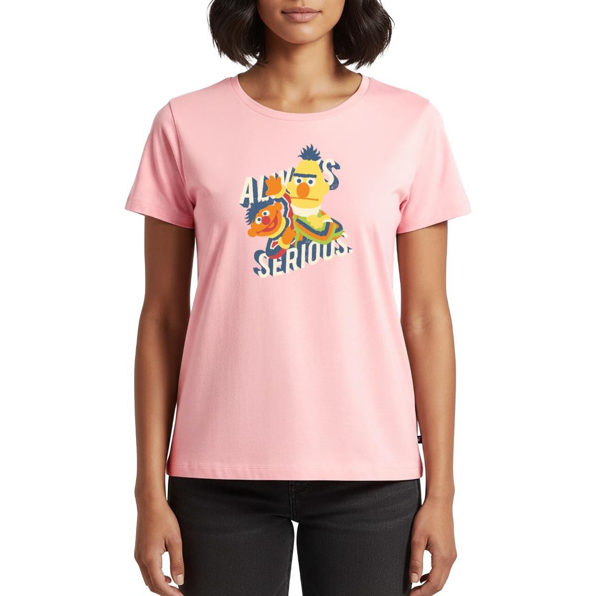 Spreadshirt T-Shirt Sesamstraße Always Serious Frauen Premium T-Shirt (1-tlg)