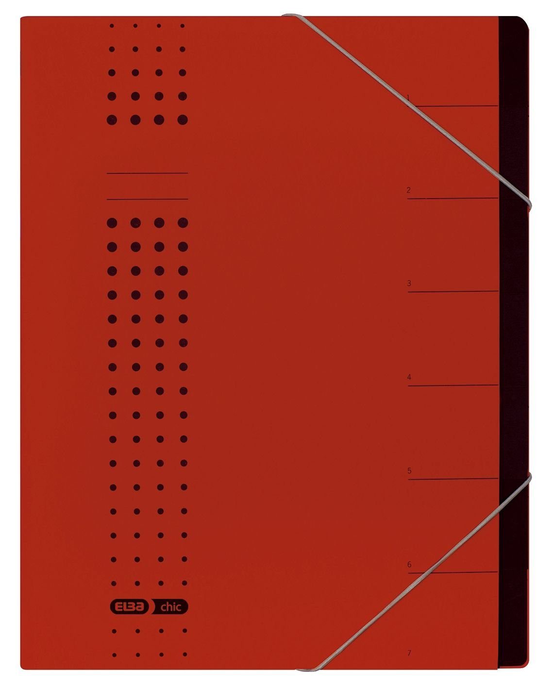 ELBA Karton Fächer A4 rot, ELBA Schreibmappe chic-Ordnungsmappe, 1-7,