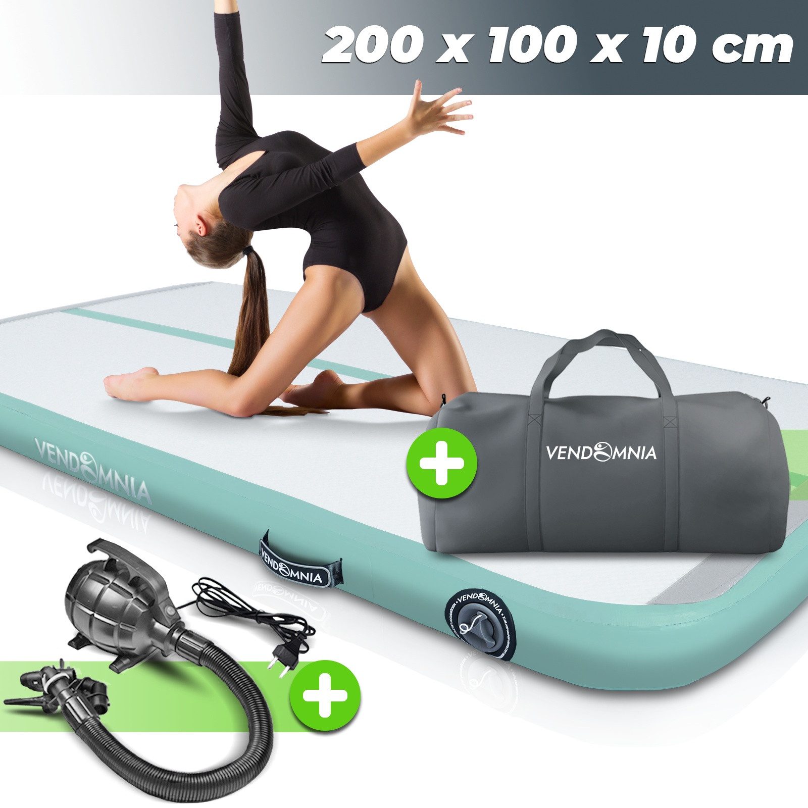 VENDOMNIA Turnmatte AIR Tracking TRACK Matte - aufblasbar, Tumbling Matte (10 cm - 20 cm hoch, mit elektrischer Pumpe, Farbwahl, Größe: 1 2 3 4 m Tumblingmatte, – Bild 3 von 5
