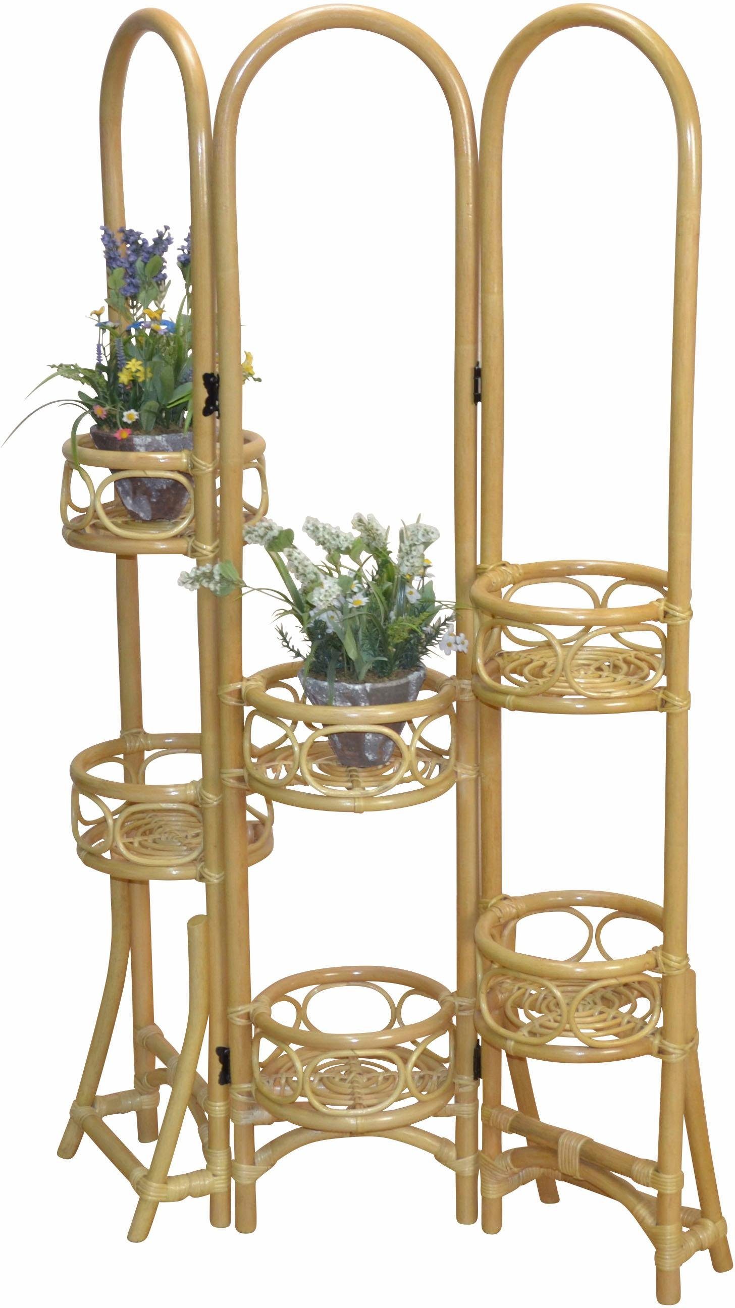 Rattan affaire Paravent, Blumenhalterung mit Home