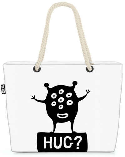 VOID Strandtasche (1-tlg), Außerirdischer Alien Cartoon Karte Tier Cartoon Grafik Schwarz Weiss