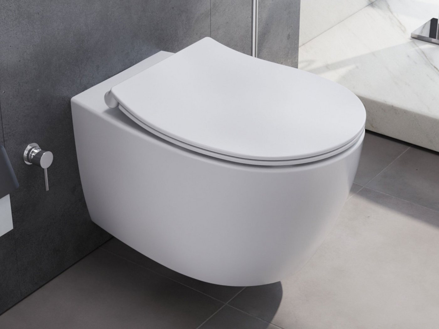Thumbnail - Aqua Bagno Dusch-WC spülrandloses Hänge Dusch-WC weiss matt inkl. Softclose Deckel Taharet