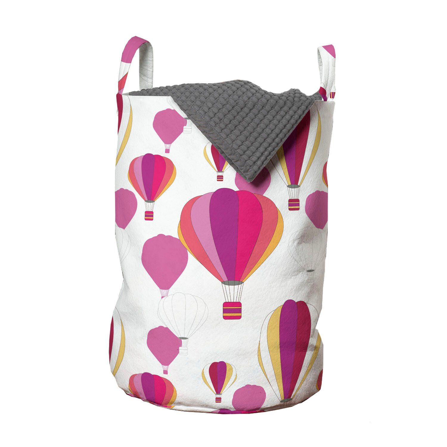 Abakuhaus Wäschesäckchen Wäschekorb mit Griffen Kordelzugverschluss für Waschsalons, Ballon Bunte abstrakte Flugzeuge