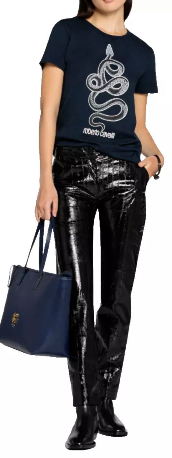 roberto cavalli T-Shirt Firenze Damen RC Monogram Snake-Print Slim Fit Street-Chic-Stil, perfekt für moderne Outfits.