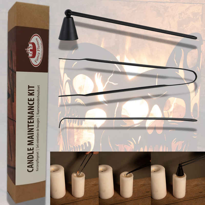 Esschert Design BV Stumpenkerze Kerzenpflegeset aus Eisen, schwarz, 3-teilig