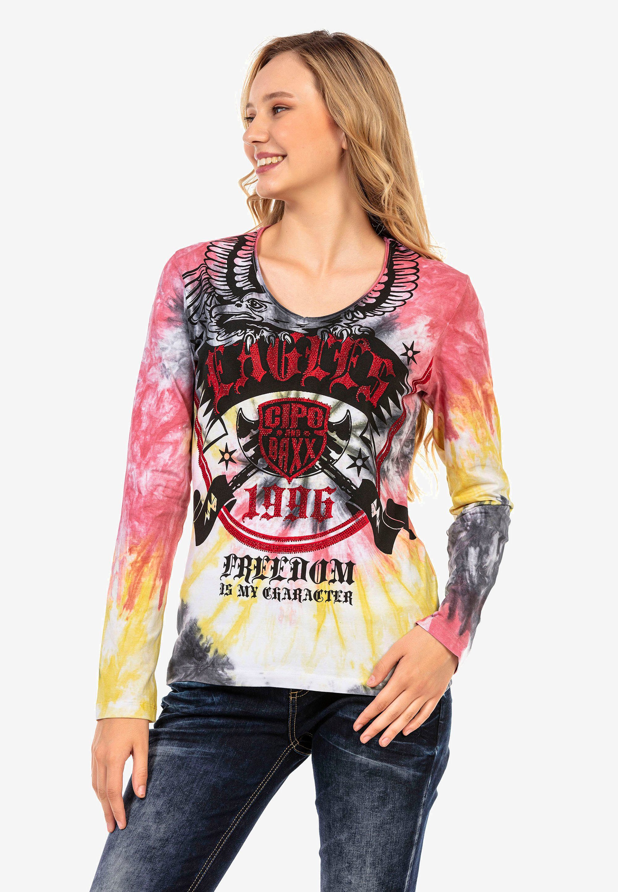 Cipo & Baxx Langarmshirt mit coolem Markenprint