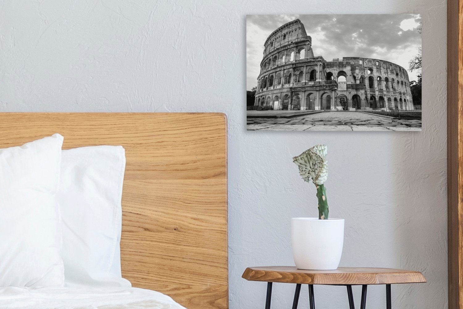Abenddämmerung Rom Wandbild in und Aufhängefertig, Leinwandbild OneMillionCanvasses® (1 Kolosseum weiß, 30x20 der St), Leinwandbilder, in Wanddeko, - schwarz cm