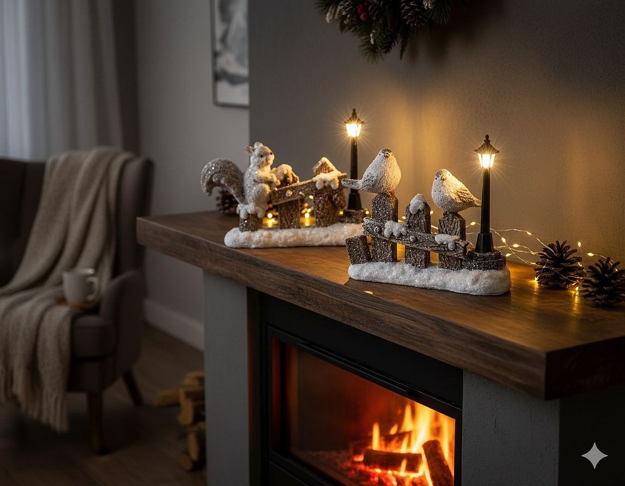 formano LED-Dekofigur Deko-Zaun mit Tierfiguren und LED-Laterne 17 cm Batte günstig online kaufen