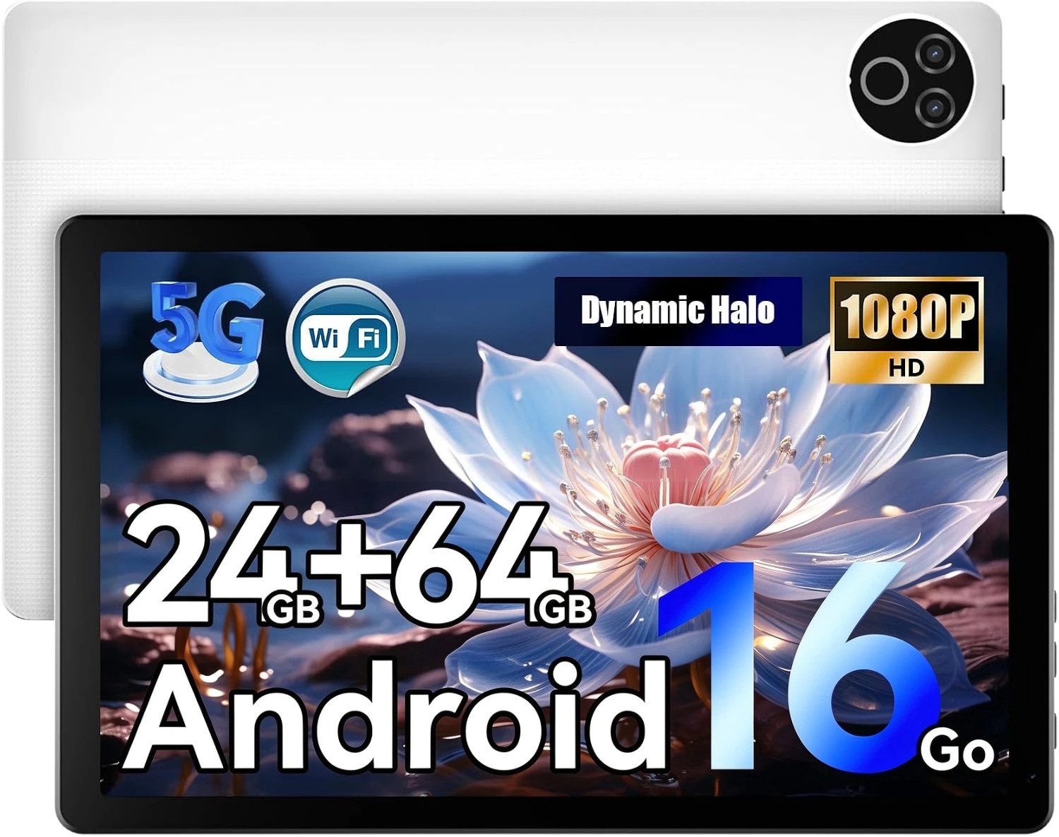 BUFO 10 Zoll 64GB ROM, HD Display, WiFi 6 Bluetooth, Android Tablet (10", 64 GB, Android 16, 2,4G/5G WiFi, mit Blaulichtfilter, OTG-Übertragung, Gesichtsauthentifizierung)