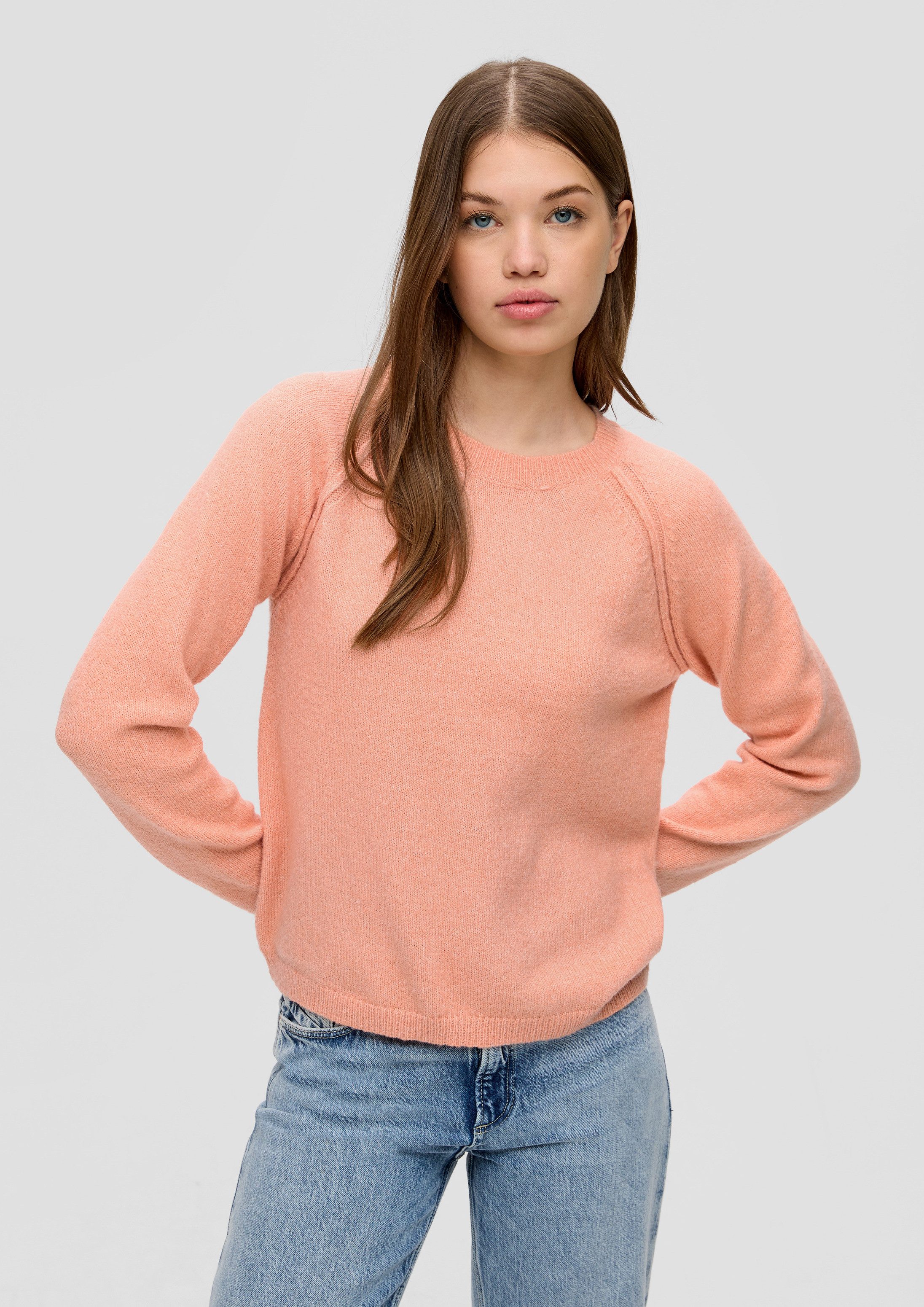 QS Longpullover Strickpullover Strickpullover mit Rollsaum