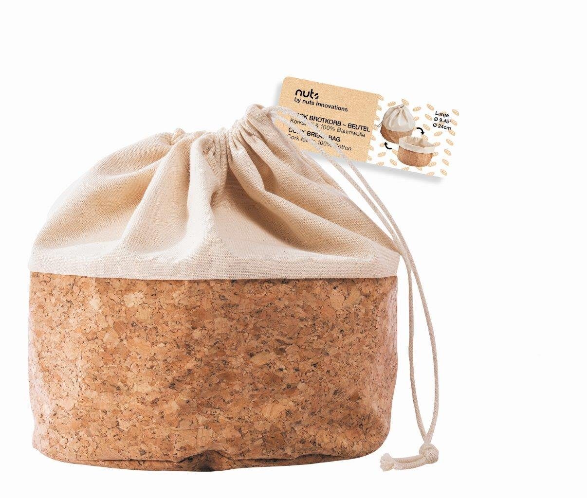 Nuts Brotkorb und Beutel mit Korkboden, umweltfreundliche