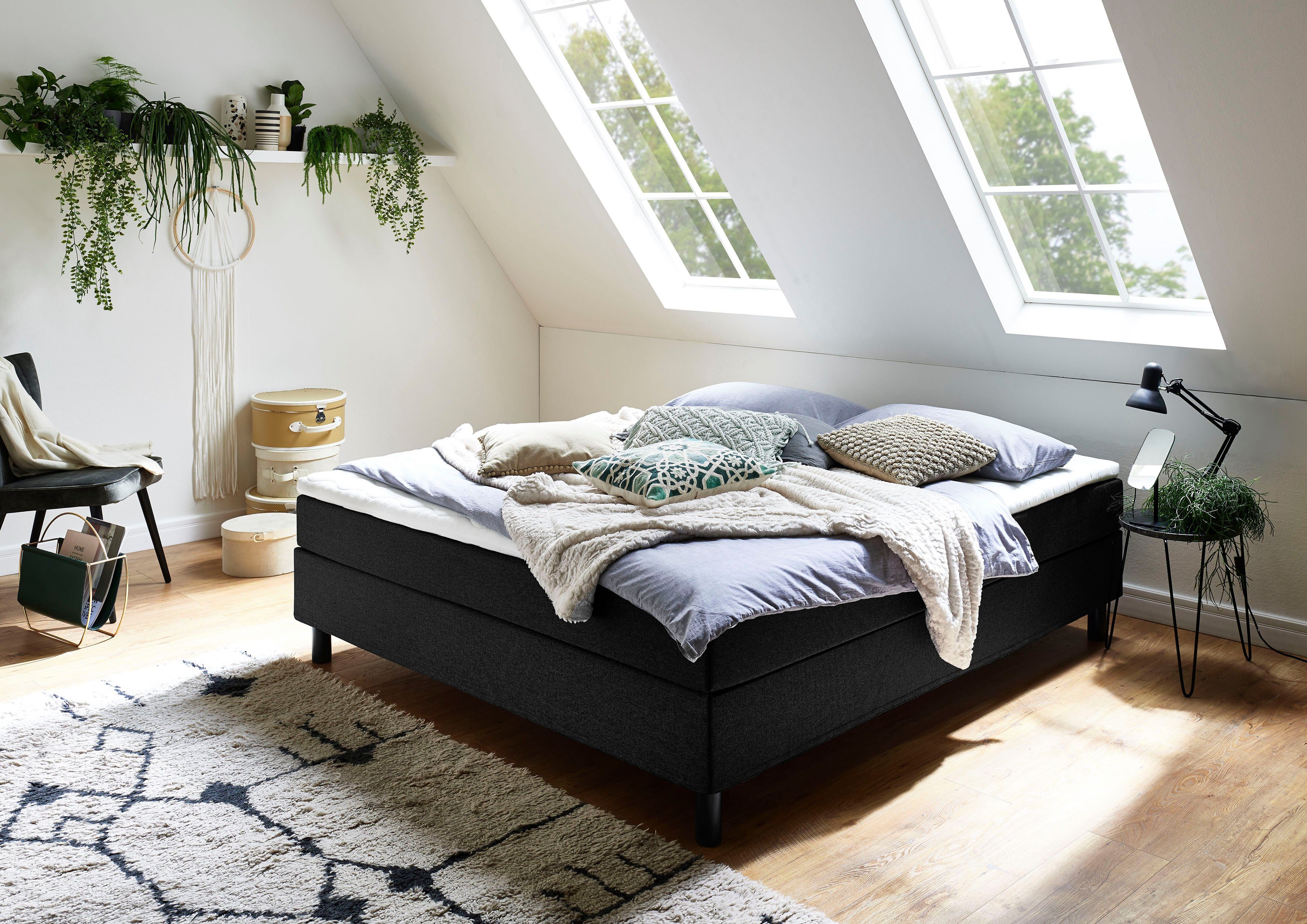ATLANTIC home collection Boxbett Happy, ohne Kopfteil, mit Topper, wahlweise mit oder ohne Bettwaren