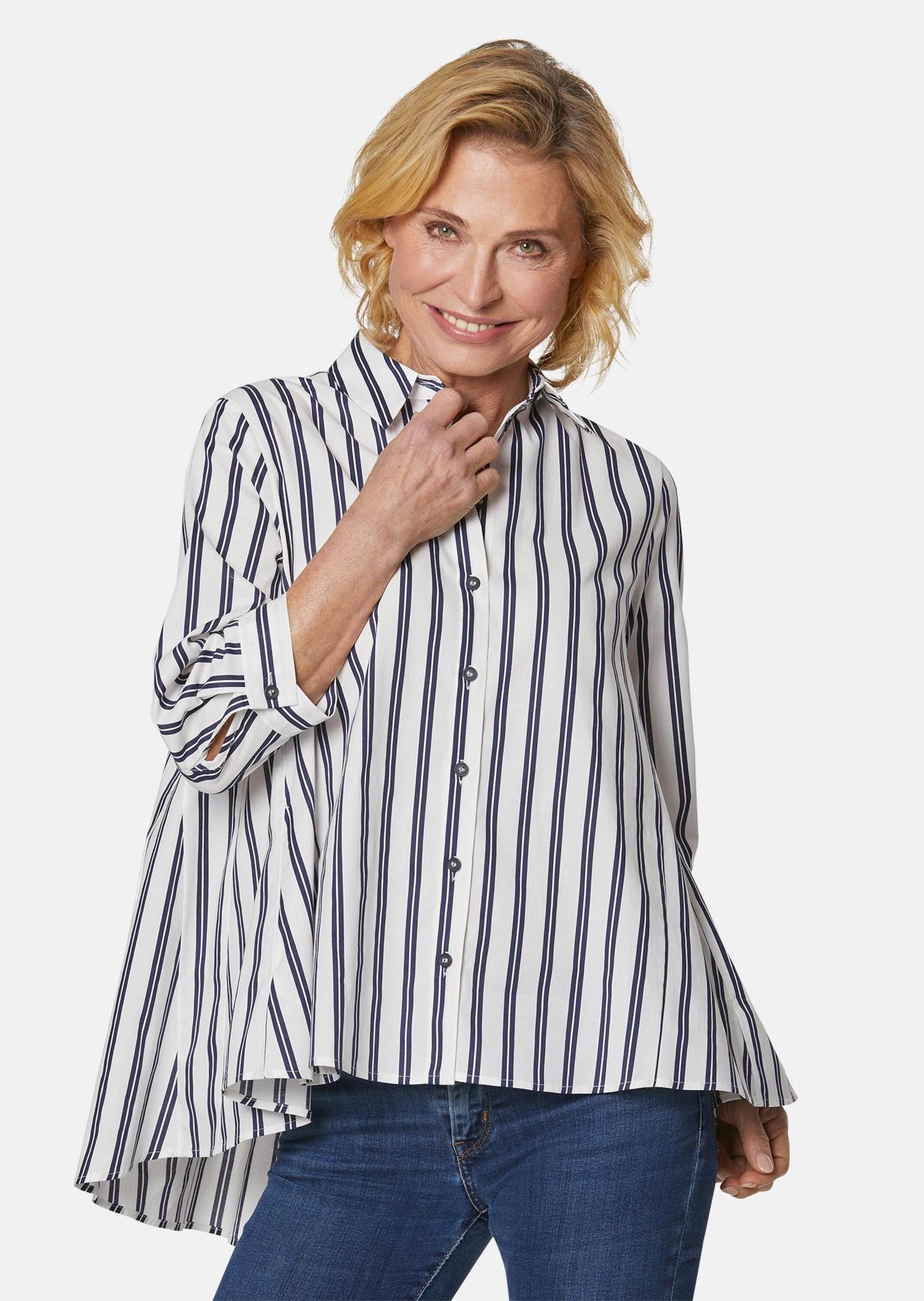 Klassische Bluse Schlichte Baumwoll-Bluse mit 3/4-Arm