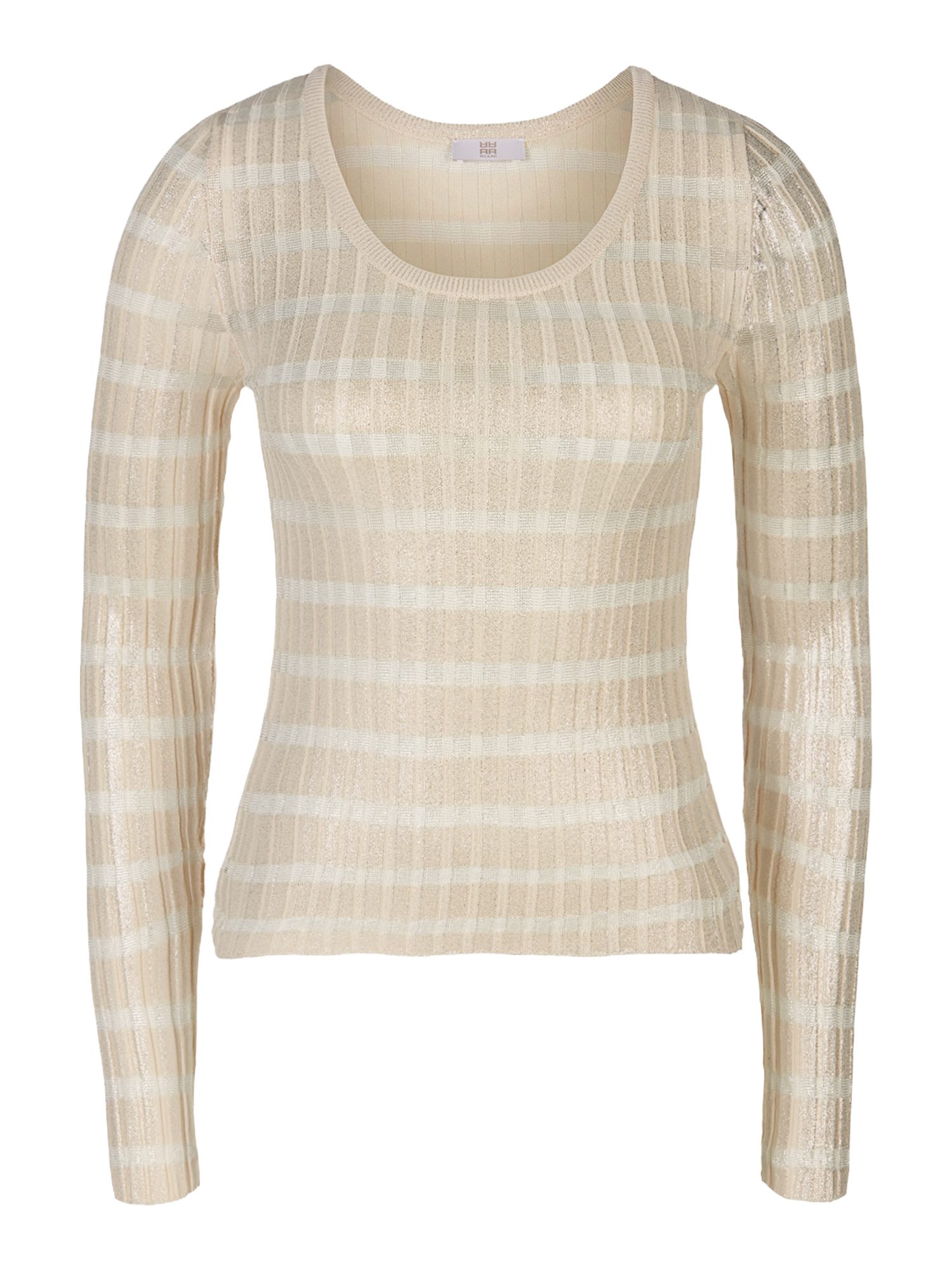 Riani Langarmshirt natur,Casual,Viskose,Strukturiert,Rundhals,Lang,Slim Fit