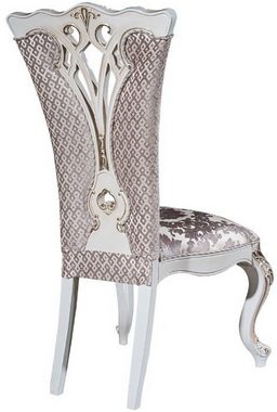 Casa Padrino Esszimmerstuhl Luxus Barock Esszimmer Stuhl Set Lila / Beige / Weiß / Gold 57 x 65 x H. 113 cm - Küchen Stühle 6er Set - Prunkvolle Barock Esszimmer Möbel