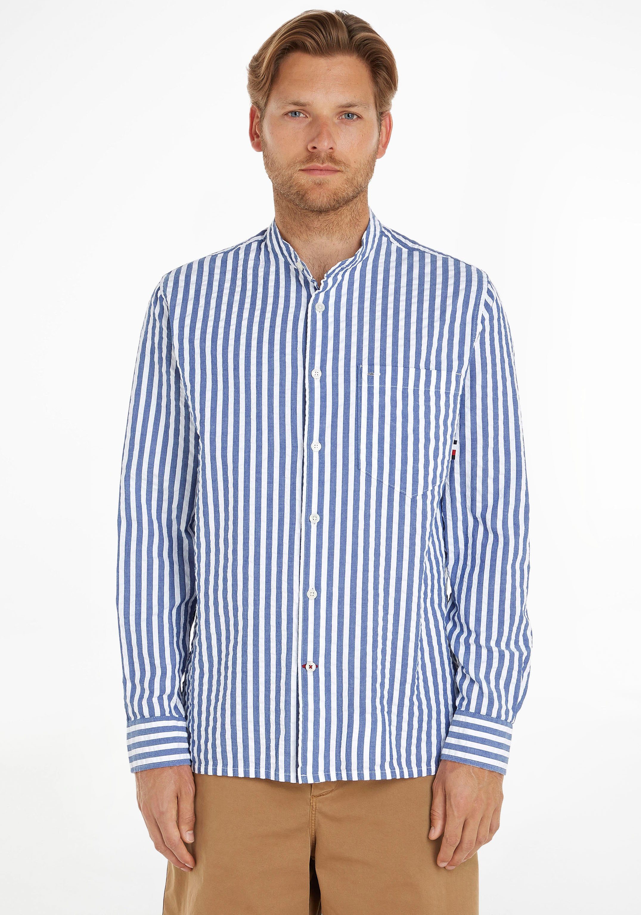 Top-Künstler Tommy Hilfiger STP Langarmhemd SHIRT Optik in SEERSUCKER RF OXFORD gestreifter