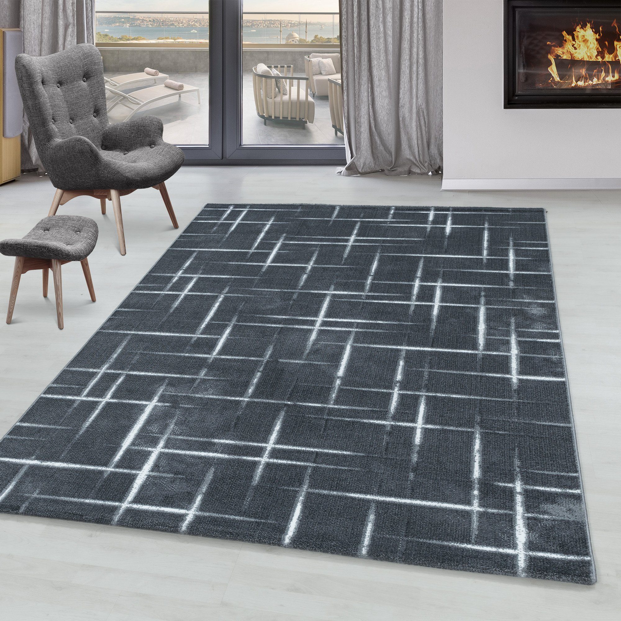 SIMPEX24 Designteppich Gestreift Design, Rechteckig, Höhe: günstig online kaufen