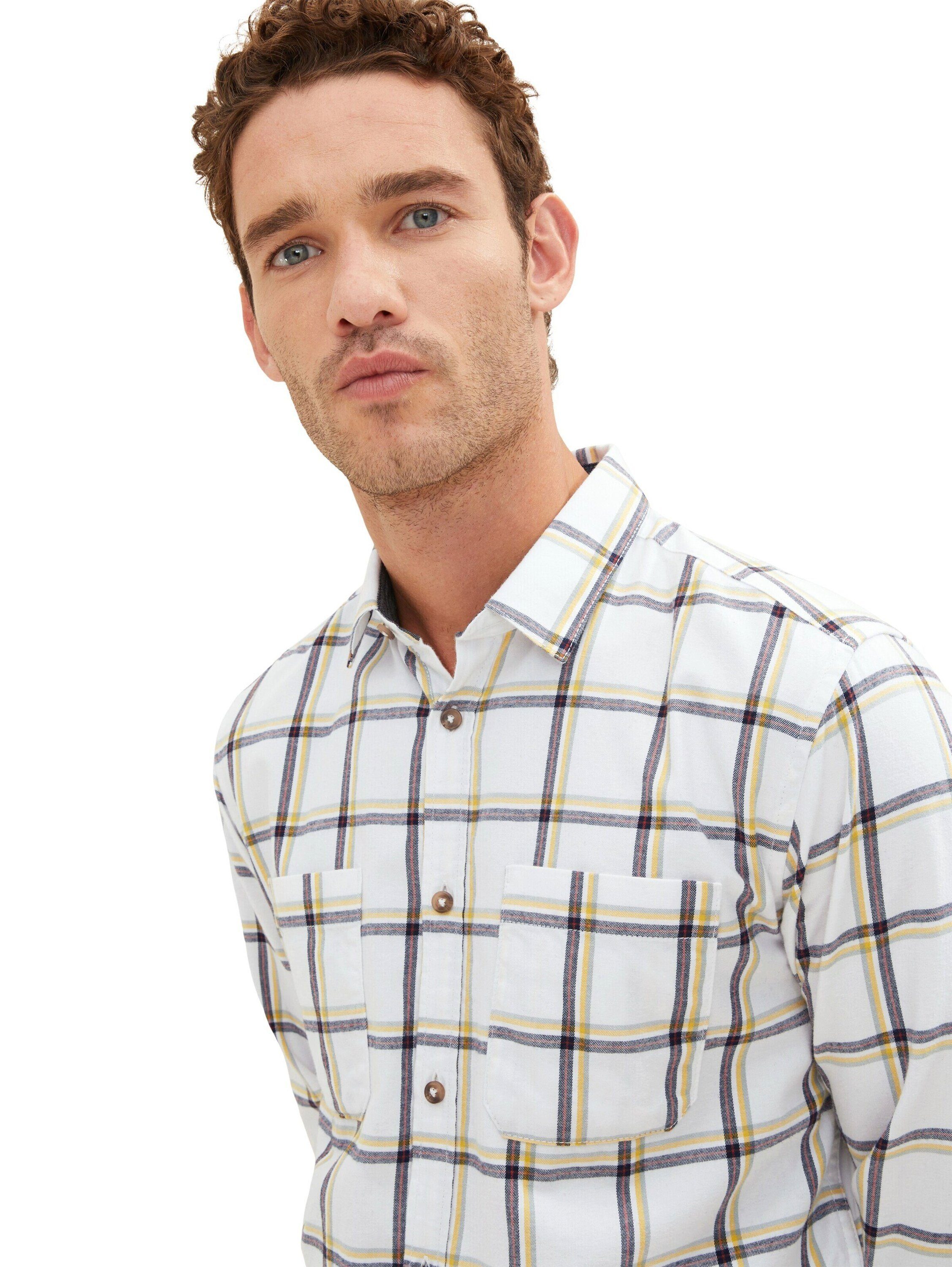 White Check 30780 TAILOR Langarmhemd TOM Multicolor Off (1-tlg)