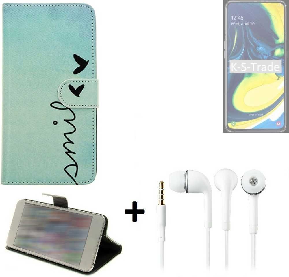K-S-Trade Handyhülle für Samsung Galaxy A80, Schutz Hülle Handy Hülle 360° Wallet Case Schutz Hülle