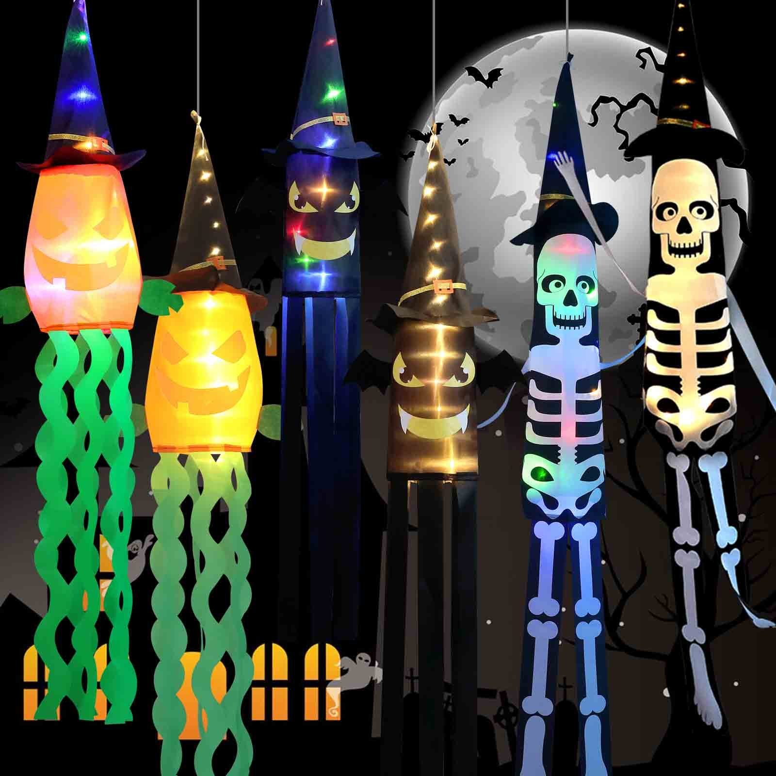 warmweiße Deko Rosnek Halloween für Skelett, St) (1 Party Fledermaus Kürbis Dekoobjekt Horror Geist, Hof