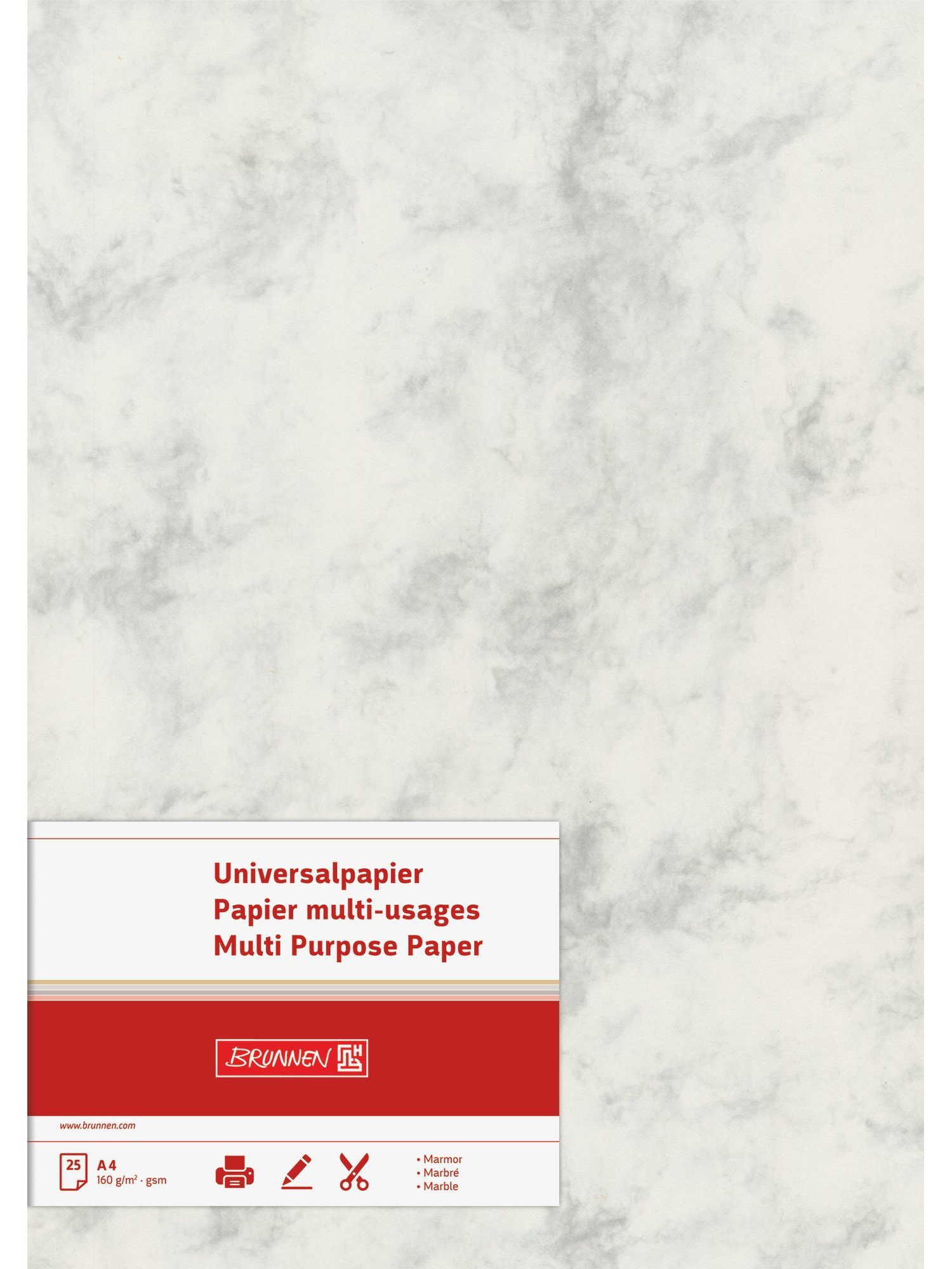 Baier Kindersitz Drucker- und Kopierpapier Multifunktionspapier Universalpapier Marmor A4 80 g/qm grau