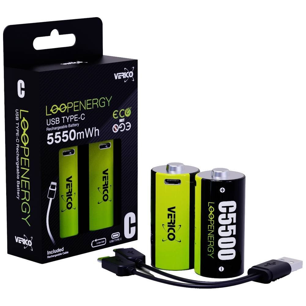 Verico Baby C Akku 3700mAh 1.5V 2er 1BTOV-A4N0A2-NN Akku