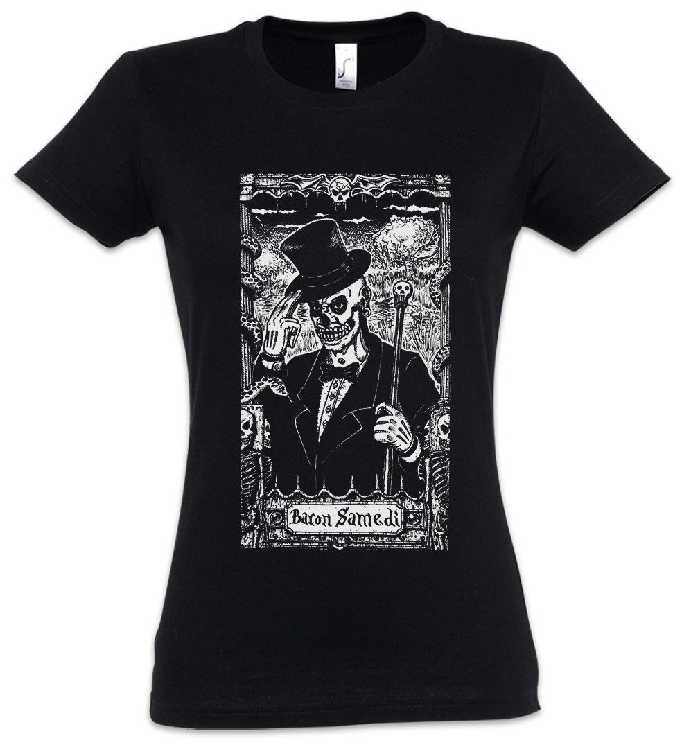 Urban Backwoods Print-Shirt Voodoo Baron Damen T-Shirt Haitian Haiti Vodou Loa Spirit Of Death (1-tlg) Samedi Card Papa Tarot