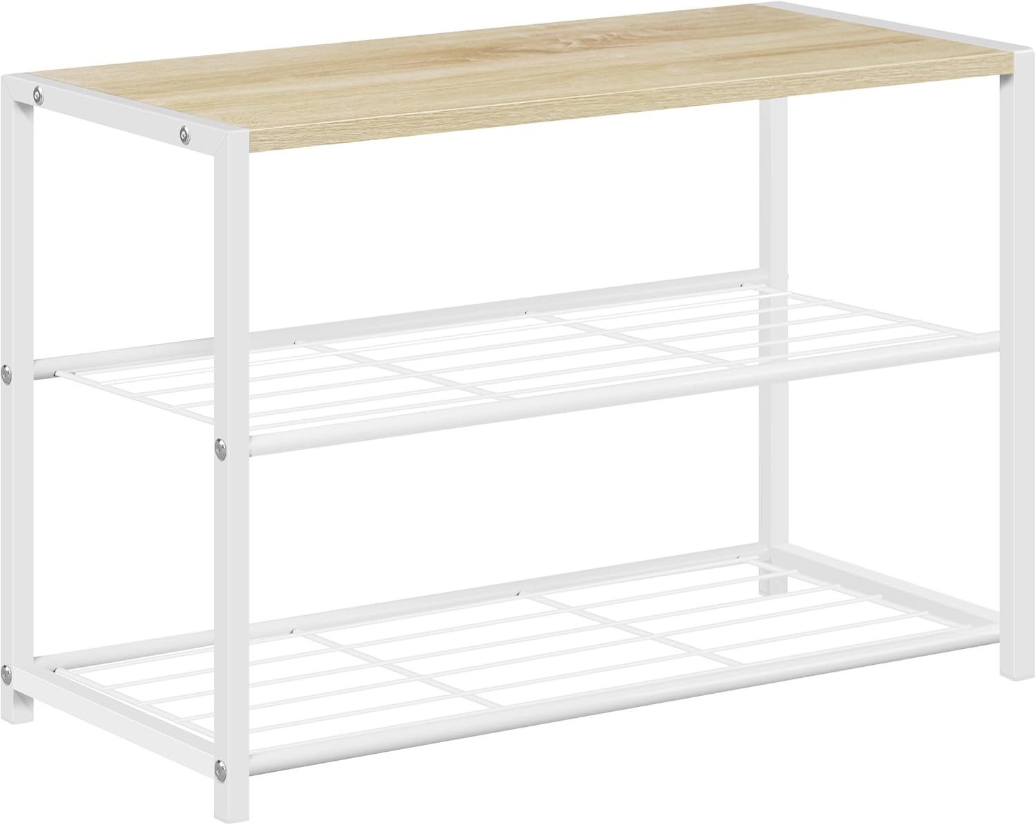 Woltu Schuhregal, 1-tlg., Badregal Schuhablage Organizier mit 2 Ablagen, Holz Metall