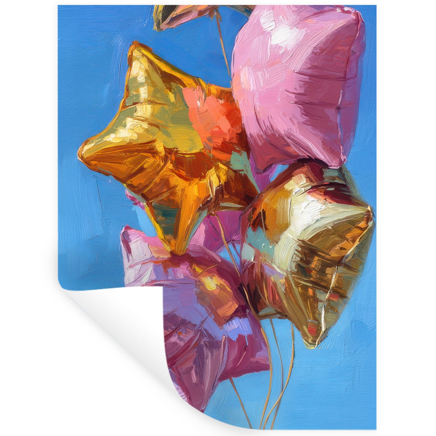 MuchoWow Wandsticker Ballons - Gold - Sternförmig - Rosa (1 St), Wanddeko, Aufkleber, Wandtattoo, 90x120 cm