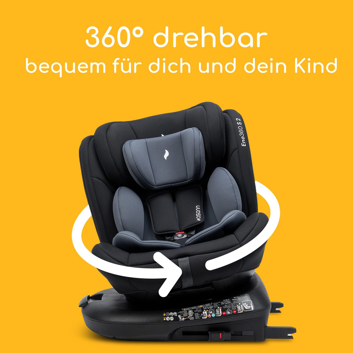 Osann Autokindersitz Eno360 S 2, ab: Geburt, bis: 12 Jahre, ab: 40 cm, bis: 150 cm, sicherer 360°Kindersitz: reboard bis 4 Jahre, verwendbar von 40-150 cm