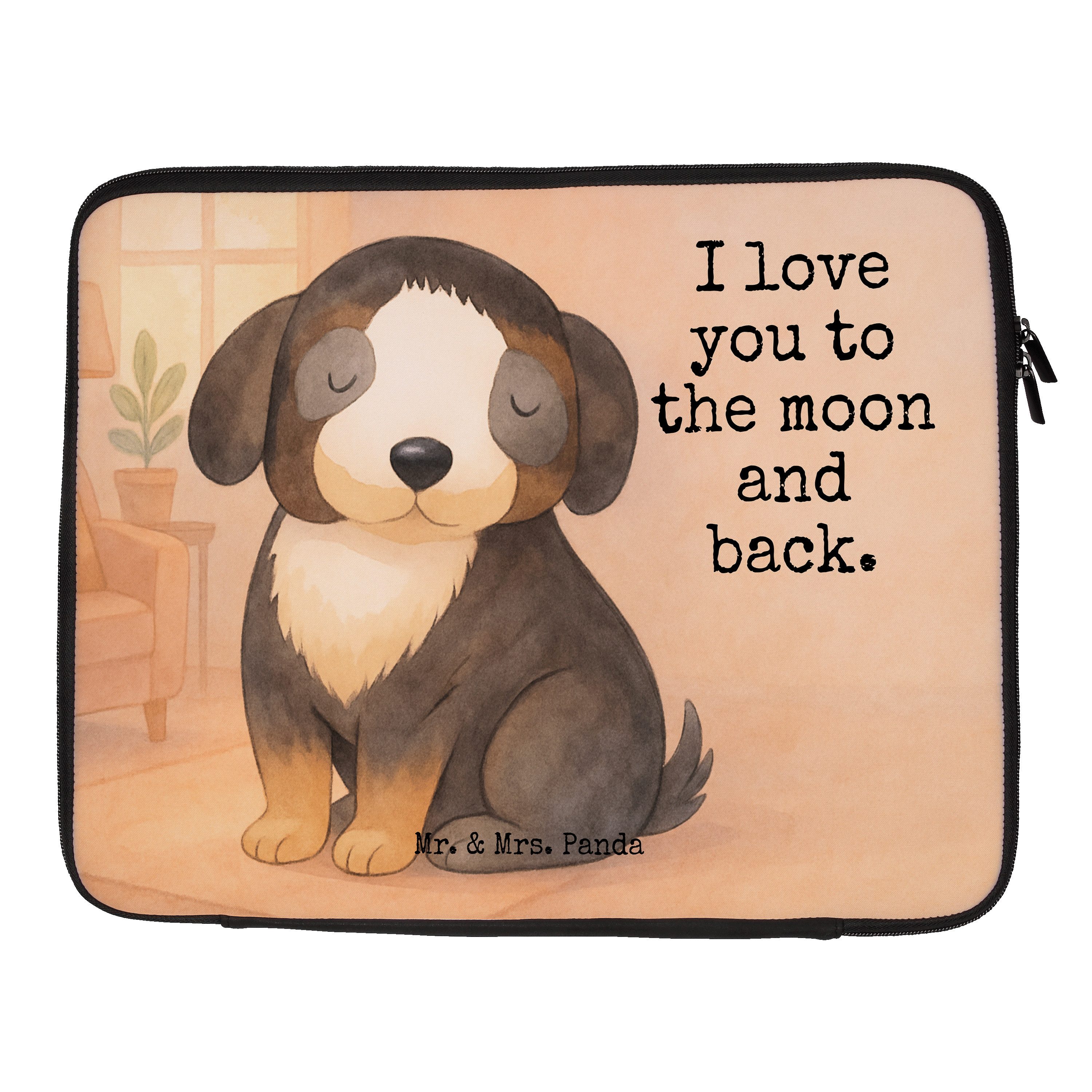 Mr. & Mrs. Panda Laptop-Hülle Hund Entspannen Design, Notebooktasche 15" 40 x 29,5 cm, Weiß, Laptop, Flauschig Laptop-Sleeve Notebook Sleeve