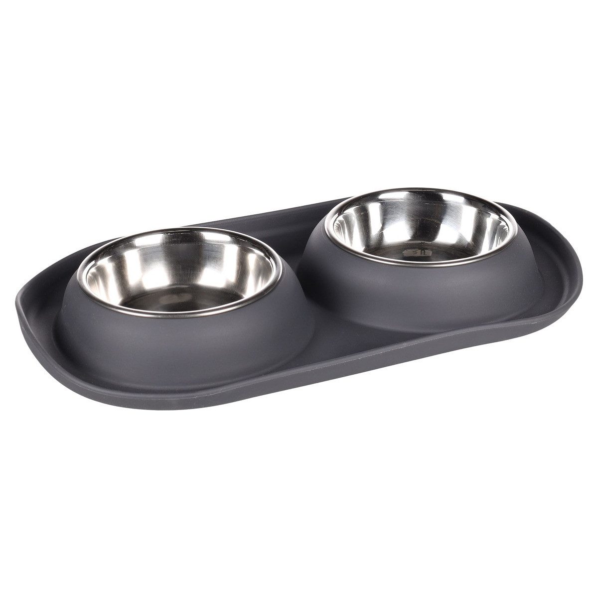 Napf-Set Futter- und Trinknapf Duo Dinner Grafa oval dunkelgrau für Katzen
